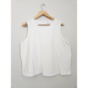 EILEEN FISHER White Organic Cotton Stretch Tank Top | Size XL